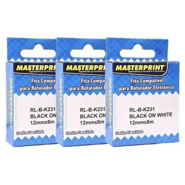 Imagem de Fita Para Rotulador Mk231 12mmx8m Branca 3 Unidades - Masterprint