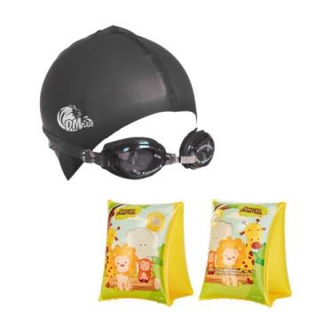 Imagem de Kit Natação Piscina Touca Óculos Mergulho + Boia De Braço - DM Splash,