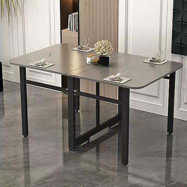 Imagem de Mesa de jantar dobrável moderna, mesa de jantar dobrável e mesa de cozinha expansível, mesa de cozinha dobrável para apartamentos pequenos, extensão de mesa multifuncional com economia de espaço