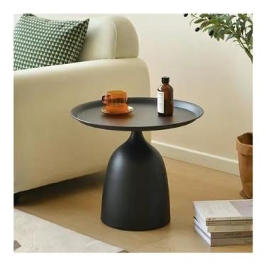 Imagem de Mesa de canto redonda pequena, mesa lateral mesa de café mesa de chá moderna sofá mesa de cabeceira com prateleiras de armazenamento abertas para sala de estar, varanda, quarto, escritório (cor