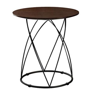 Imagem de Mesa de cabeceira de madeira maciça, mesa lateral de sofá, mesa de armazenamento, moldura de metal, durável, 50 cm x 50 cm x 51 cm (cor: A) (A)
