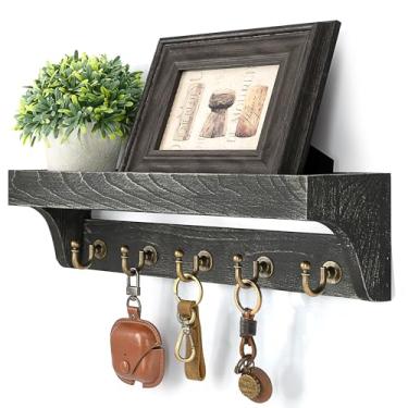 Imagem de Rebee Vision Suporte de parede para chave de fazenda – Porta-chaves rústico para parede com prateleira para plantas e decoração de casa pequena – Organizador de entrada elegante para casa e