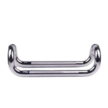 Imagem de Puxador de porta de vidro espesso de aço inoxidável, tubo redondo, oco, curvado, emoldurado, moderno, simples, curvado, duplo (25 x 300 mm, espaçamento entre furos 275 mm)
