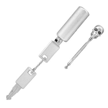 Imagem de Naroote Fechadura de Mala Segura Estilo Caveira de para Senha Alfandegária TSA Com Cabo de Aço Trançado para Mochilas e Pertences Pessoais, Liga de Zinco 3,5", Preto/prata (Prata)