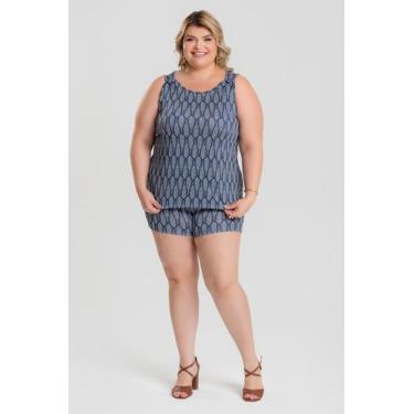 Imagem de Regata Plus size c/ Botão Fake em Malha Fria Sublimada - Serena, Marin