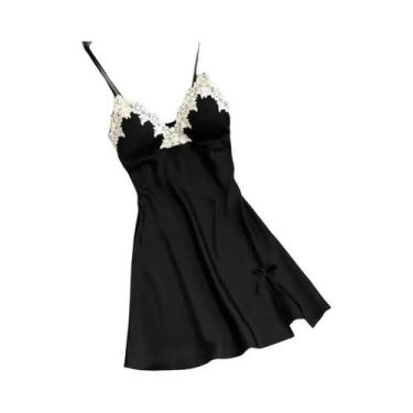 Imagem de Camisola Sexy De Renda Com Detalhes Em Patchwork Para Mulheres, Com Al