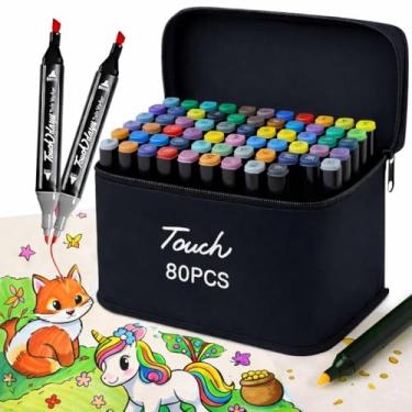 Imagem de Canetinhas Touch 80 Cores – Kit Premium para Presente, Escolar, Material, Arquitetura, Engenharia, TCC, Faculdade, Marcador à Álcool para Desenho e Ilustração