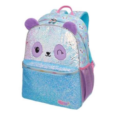 Imagem de Mochila de Costas Panda Paetê Lantejoulas Infantil Escolar - Pacific, 
