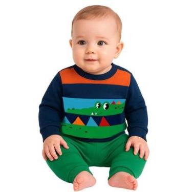 Imagem de Conjunto Moletom Punhos Estampa Na Blusa e Calça Bebê Menino Kyly-Masculino