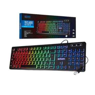 Imagem de Teclado Gamer Teclas Multimídia Integradas LED RGB Semi Mecânico USB Plug & Play para Computador e Notbook
