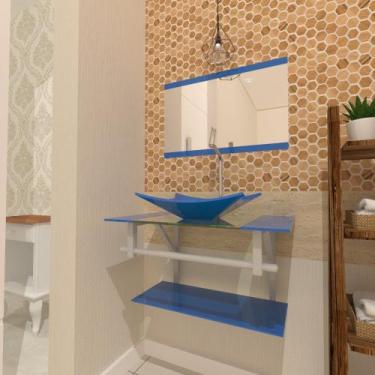 Imagem de Combo 2 em 1  Gabinete de Vidro 60cm para banheiro Cuba Retangular San