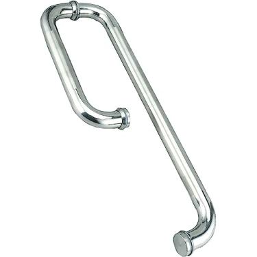 Imagem de BAZAC Maçaneta de porta de vidro de chuveiro de aço inoxidável entrada de porta de celeiro deslizante puxador de porta exterior interior puxadores de porta de empurrão, -185 mm + 385 mm