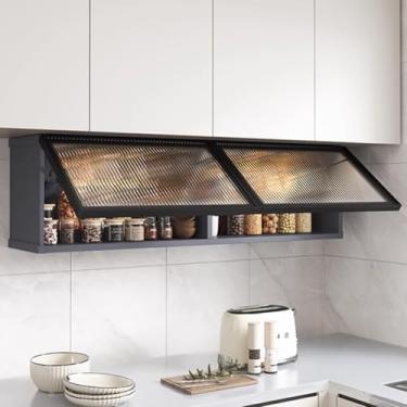 Imagem de Organizador de armazenamento de liga de alumínio montado na parede com porta de vidro – Armário de remédios versátil para banheiro, cozinha e sala de estar com luz – Solução de armazenamento de