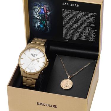 Imagem de Kit Relógio Masculino Seculus São João 35015GPSKDA1K1