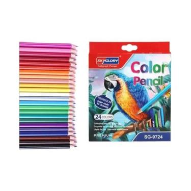 Imagem de Conjunto De Lápis Coloridos Com 48 Cores E Suporte Triangular Para Des