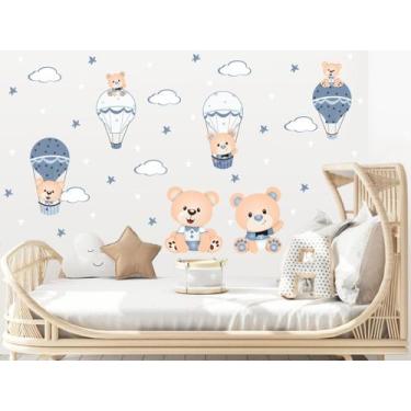 Imagem de adesivo de parede ursos balões decoração meninos cute baby quarto berç