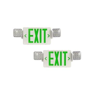 Imagem de TANLUX Placa de saída verde com luzes de emergência, luz LED de saída de emergência com bateria reserva, certificação UL, AC 120/277V, combinação de luzes de emergência comerciais para empresas