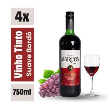 Imagem de Kit 4 Vinhos Tinto Bordô Suave Marcon 750ml