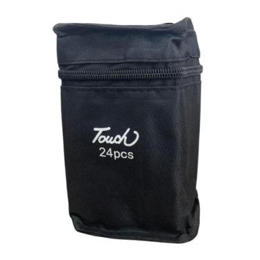 Imagem de Canetas Touch Colorida Ponta Dupla 24 Cores Estojo Escolar