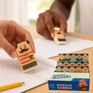 Imagem de Kit 24 Borrachas Escolar Careca Divertida Carinha Borrão Apagar Infant