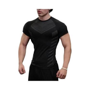 Imagem de Camiseta De Compressão Masculina De Secagem Rápida Para Academia, Mang