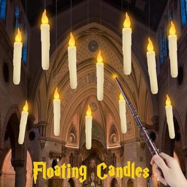 Imagem de Harry LED velas penduradas com varinha Potter, controle de bateria, chamas cintilantes para casa, igreja, festa, Halloween, Natal