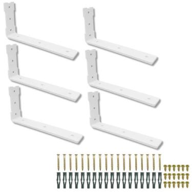 Imagem de 6 Suportes 20cm Formato L Para Prateleira Mão Francesa Embutida Aço Al