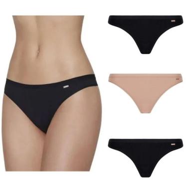 Imagem de Kit 3 Calcinhas Tanga Lupo Algodão Loba Classica Original, P, Preto, N