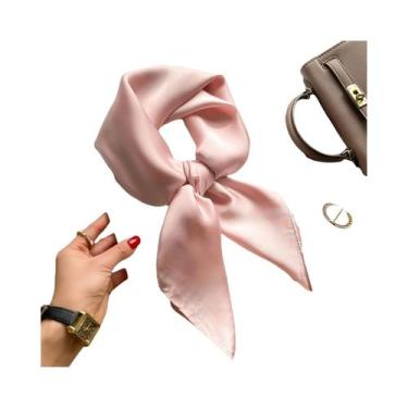 Imagem de Lenço Hijab De Seda Satinada De 70cm Em Cor Sólida Para Mulheres, Lenç