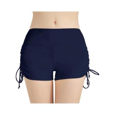 Imagem de Calcinha De Banho Feminina Com Cordão Ajustável De Cintura Alta, Short