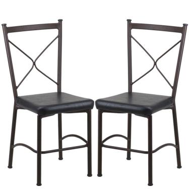 Imagem de Kit 2 Cadeiras Buffet Em Alumínio Marrom Com Preto