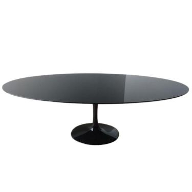 Imagem de Mesa de Jantar Tulipa Oval 180x100cm Laqueada e Vidro Preto