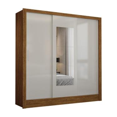 Imagem de Guarda Roupa Fortaleza 3 Portas Espelho Freijó OffWhite