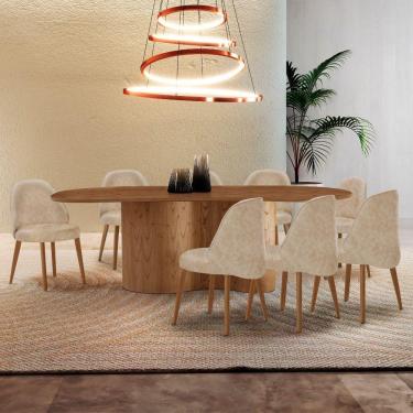 Imagem de Mesa De Jantar Suiça 220cm Madeira Tampo Laminado Orgânico Milano / Imbuia Nat.