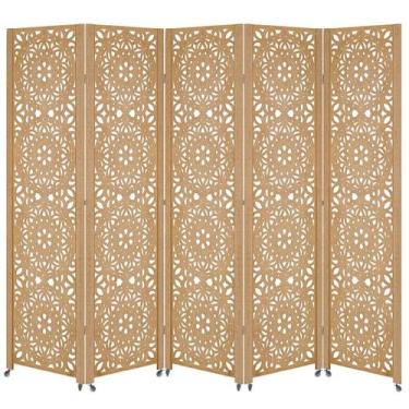 Imagem de 5 Biombo Sanfonado Com Rodinhas E Dobradiças Mdf Cru Folha Painel Divi