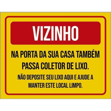 Imagem de Kit 10 Placa Acm Vizinho Porta Casa Coletor Lixo 18X23