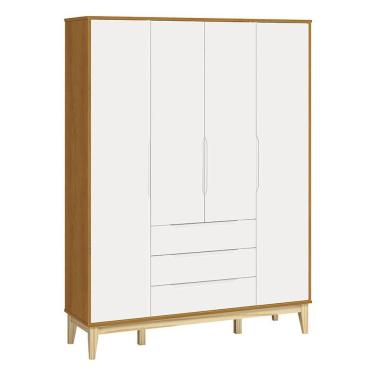 Imagem de Guarda Roupa Infantil Classic Elfe Branco Acetinado Savana Natural - Reller