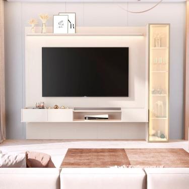 Imagem de Painel para Tv 84 Polegadas 100% Mdf com Led Vitoria Regia Off White