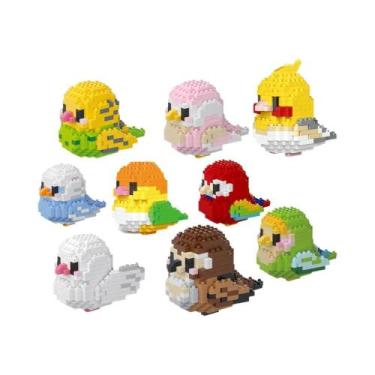 Imagem de Blocos De Montar Micro Mini Papagaio Colorido: Modelo 3D De Tijolos Pa