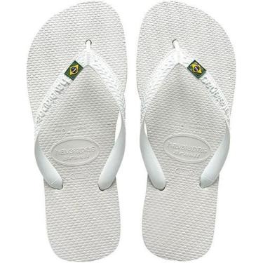 Imagem de Havaianas Brasil FC Com Bandeira e listras na Correia, Branco, 41-42