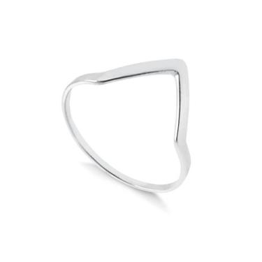 Imagem de Anel de Prata 925 Geométrico Formato Em V Minimalista - Anels Joalheri