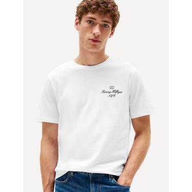 Imagem de Camiseta Tommy Hilfiger Masculina Outline Flag Script Branca-Masculino