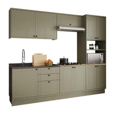 Imagem de Cozinha Modulada Completa Herval Viana, 5 Peças, Verde Hill e Carvalho
