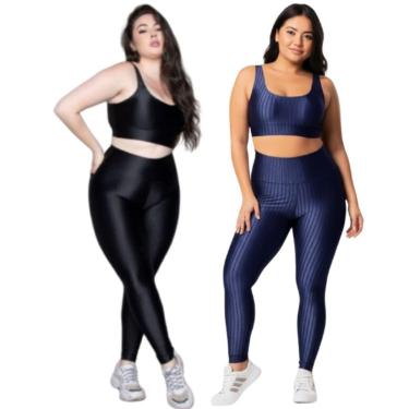Imagem de KIT 2 Conjunto Top e Calça Plus Size New Zig 3D Serra e Mar Bojo Compressão Academia Moda Fitness-Feminino