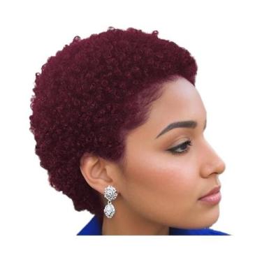 Imagem de Peruca De Cabelo Humano Afro Kinky Curly Com Corte Pixie Curto Para Mu