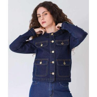 Imagem de Jaqueta Feminina Jeans Bolsos Marisa Azul-21053, M, Jeans azul