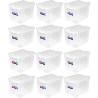 Imagem de Kit 12 Caixas Organizadoras 30L Multiuso Alta Ordene Transparente Radi