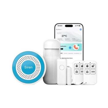Imagem de Sensor De Alarme Sem Fio Com Sirene E Luz Estroboscópica 85dB 433MHz P
