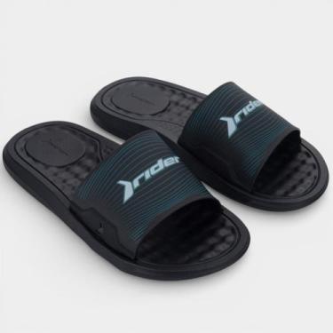 Imagem de Chinelo Slide Rider Step Masculino - Preto e Azul - 40, 40