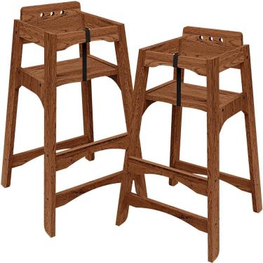 Imagem de Kit 02 Cadeiras de Alimentação Para Bebê Criança Madeira Maciça Rústica W02 Imbuia - Lyam Decor